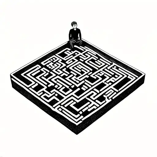 Maze With Tiny Stick Figure Sitting On Top