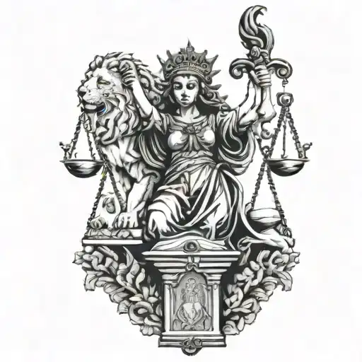 Lady Justice And Lion