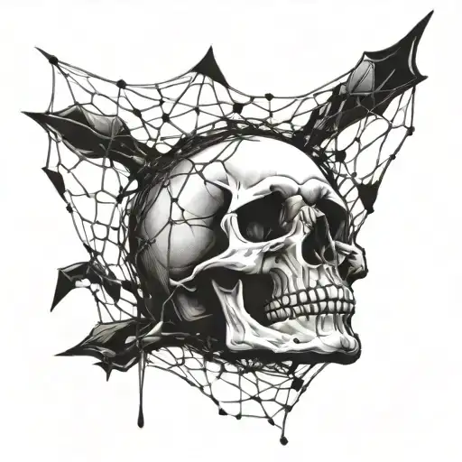 Skull Falling Into Net