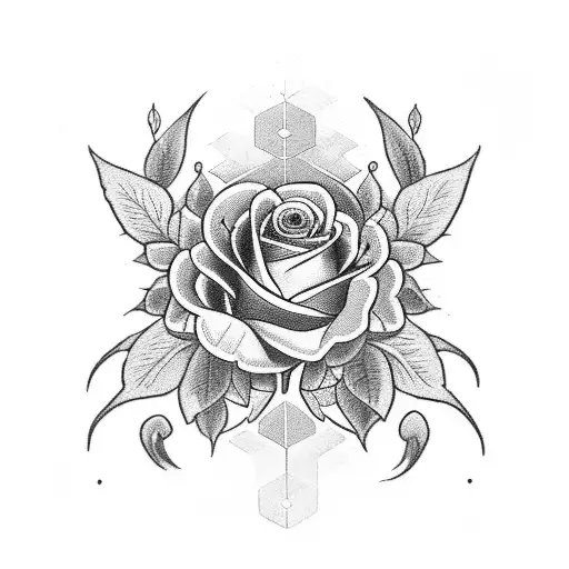 An Elegant Blackwork Tattoo Of A Vintage Tommy Gun Surrounded By Roses