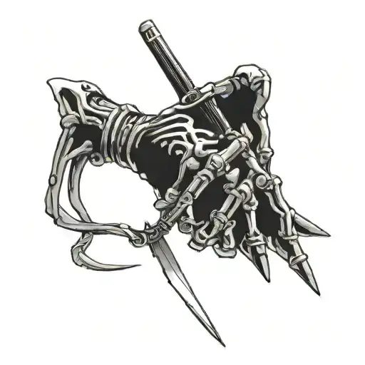 Skeleton Hand Holding A Sword