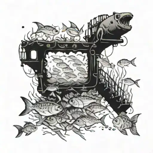 A Detailed Underwater Scene With A School Of Fish Swimming Around A Sunken Shipwreck