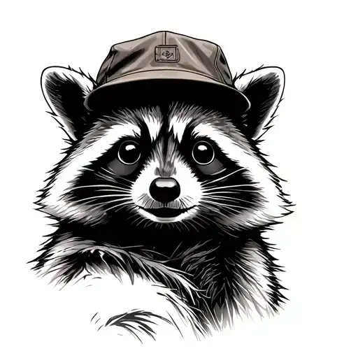 Racoon With Boonie Hat And Binoculars