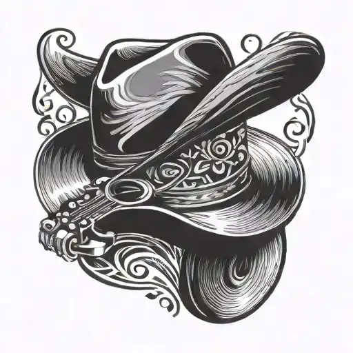 Combine A Vinyl Record And A Cowboy Hat In A Tattoo Symbolizing The Love For Country Music