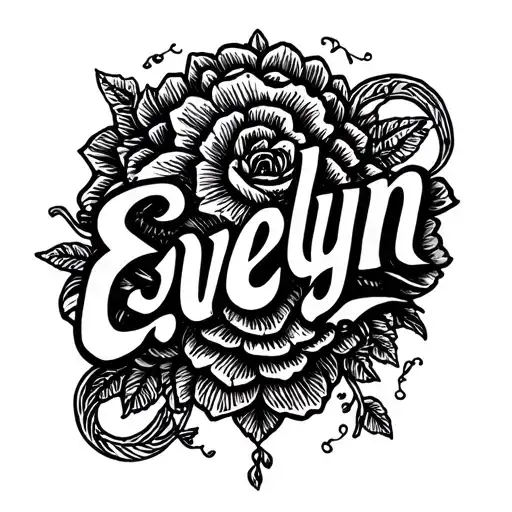 Dark Lettering Name Evelyn