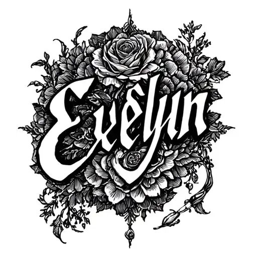 Goth Lettering Name Evelyn