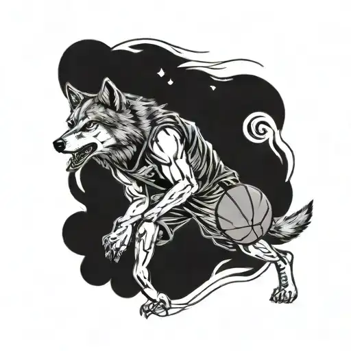 Wolf As A Basketball Player Wearing Number 4