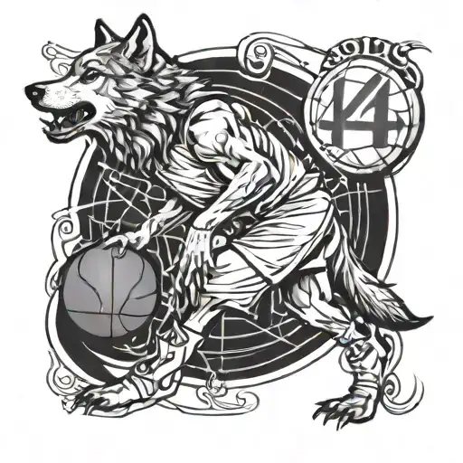 Full Body Wolf As A Basketball Player Wearing Number 4