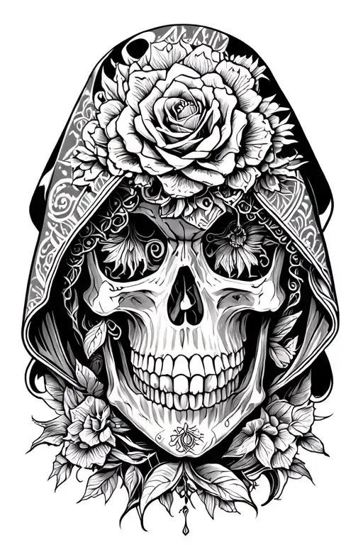 Skull Hooded Black And White Gergo Pocsai Style