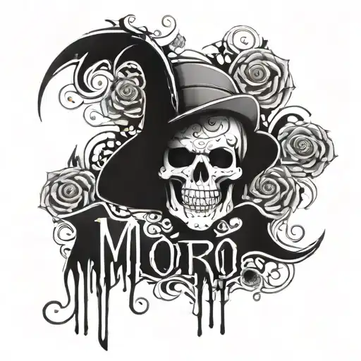 Momento Mori Text With Momento Above A Flipped Color Inverted Mori