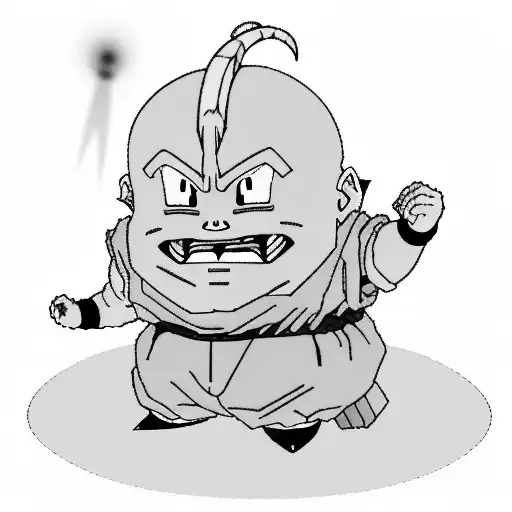 Majin Buu With A Dragon Ball As A Background