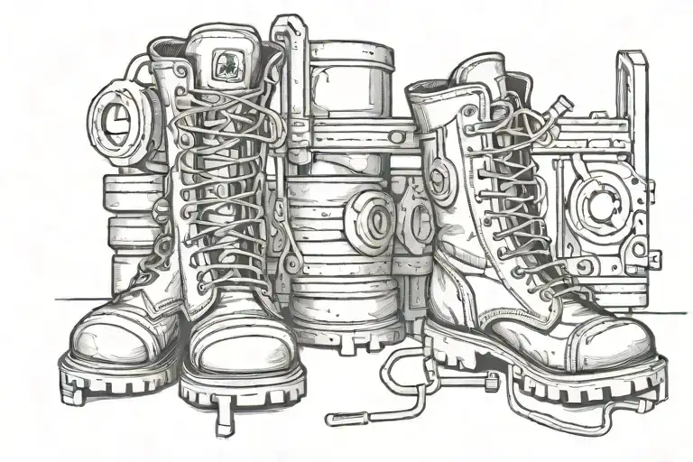Iron Worker Boots And Spud Wrench And Hard Work