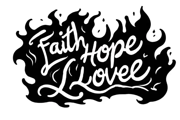 Slow Burning Fire With The Words Faith Hope Love