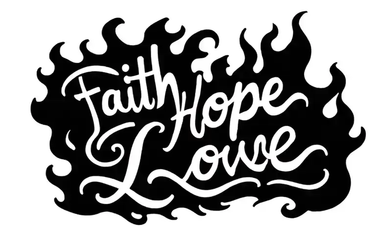 Slow Burning Fire With The Words Faith Hope Love