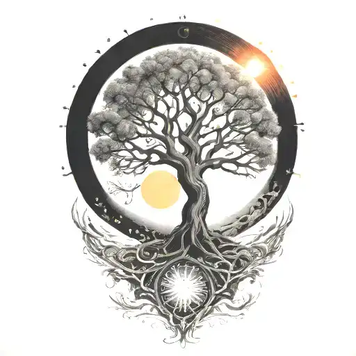 Tree Of Life And Sun And Moon