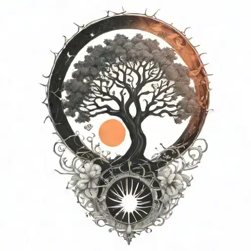 Tree Of Life And Sun And Moon