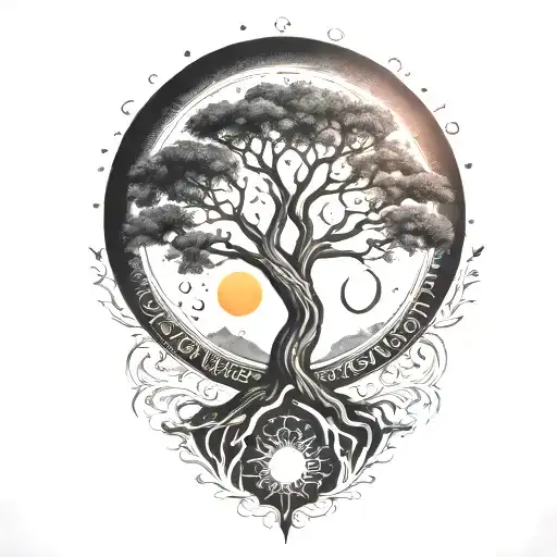 Tree Of Life And Sun And Moon