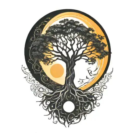 Tree Of Life And Sun And Moon