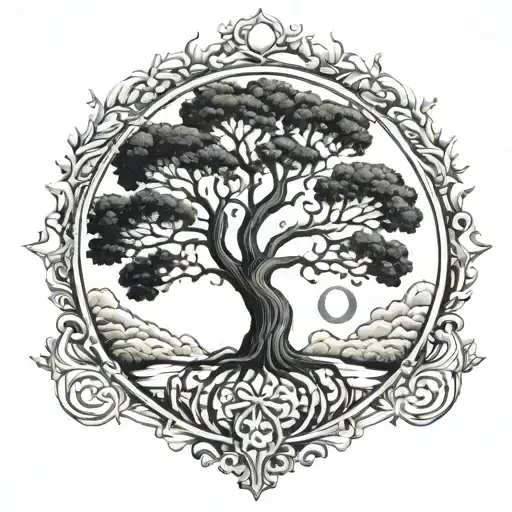 Tree Of Life And Sun And Moon