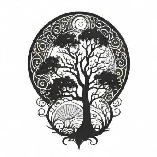 Tree Of Life And Sun And Moon
