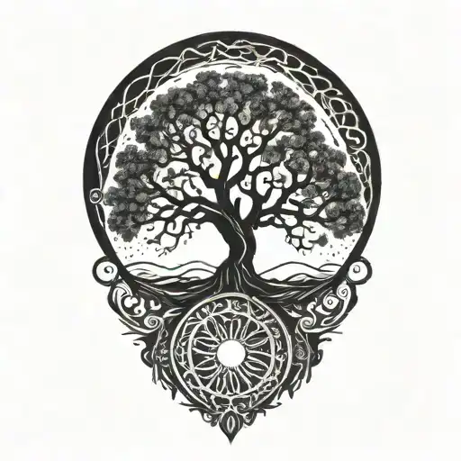 Tree Of Life And Sun And Moon