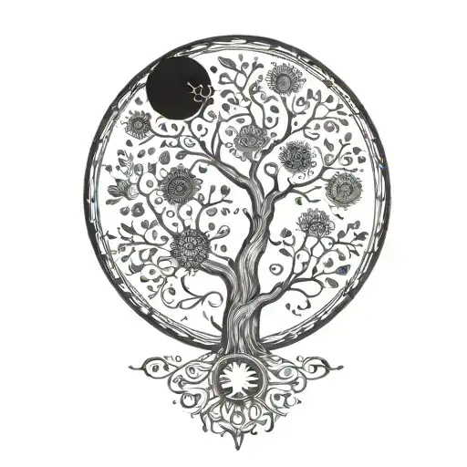 Tree Of Life And Sun And Moon