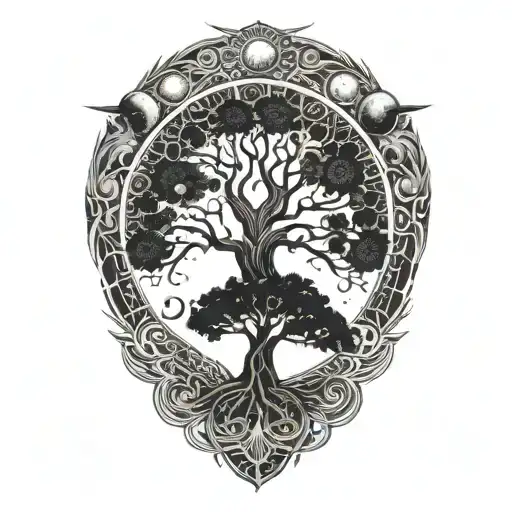 Tree Of Life And Sun And Moon