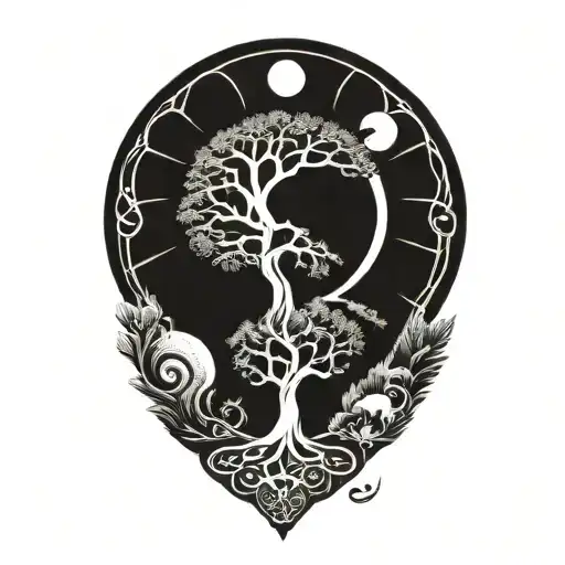 Tree Of Life And Sun And Moon