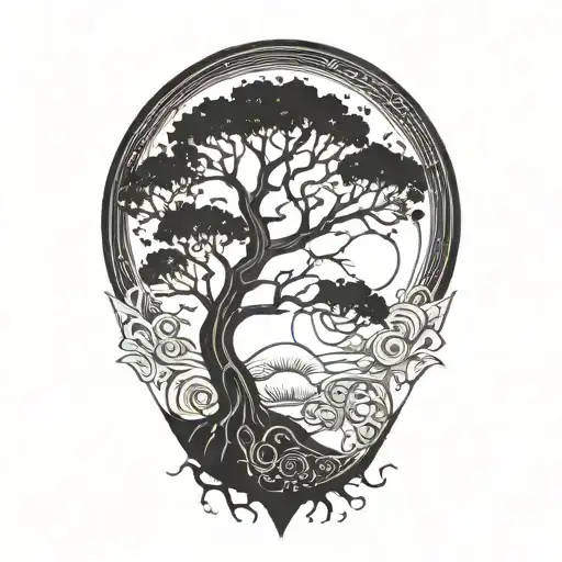Tree Of Life And Sun And Moon