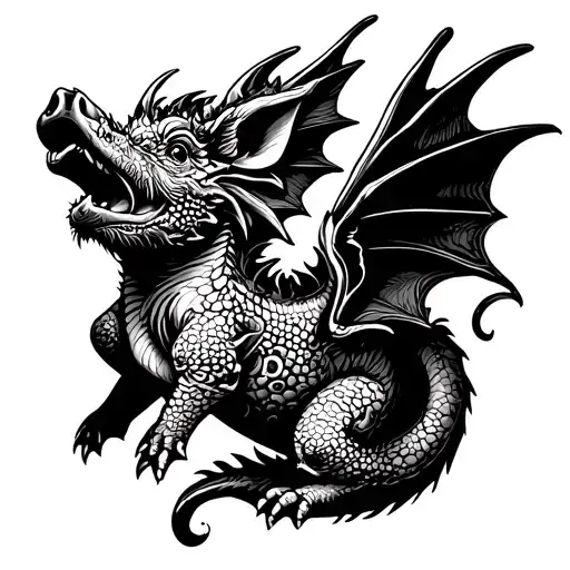 Pig And Baby Dragon Flying