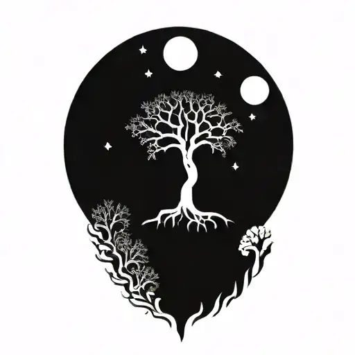 Tree Of Life And Sun And Moon