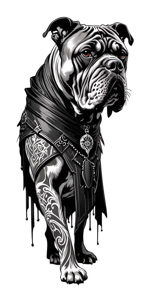 Gothic Warrior With Big Bullmastiff