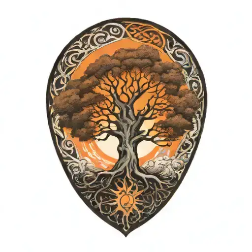 Tree Of Life And Sun And Moon