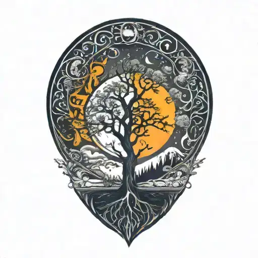 Tree Of Life And Sun And Moon