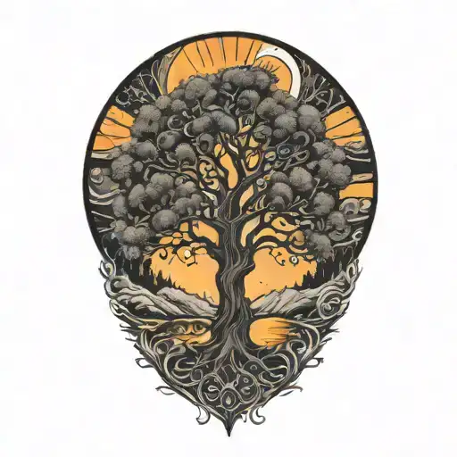 Tree Of Life And Sun And Moon