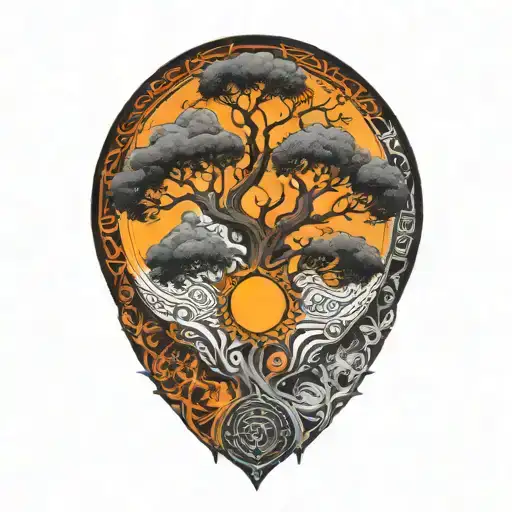 Tree Of Life And Sun And Moon