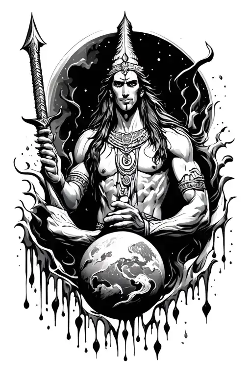 Shiv The Destroyer Holding A Melting Planet