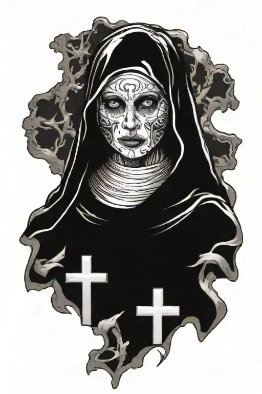 Holy Beautyful Nun With A Cross On Her Holy Face