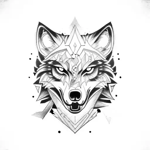 A Fierce Wolf Surrounded By Blades And Skulls