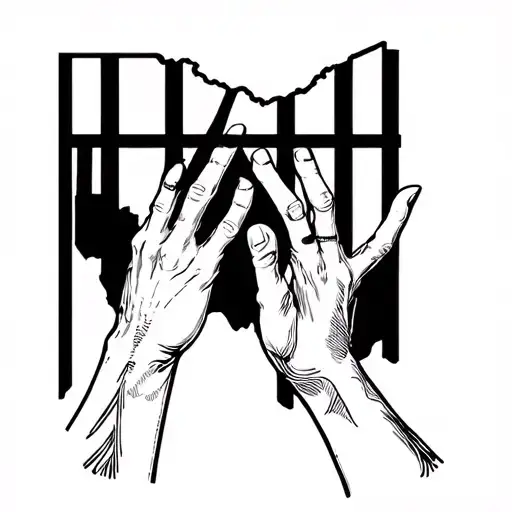 Hands Behind Bars In The Shape Of Ohio