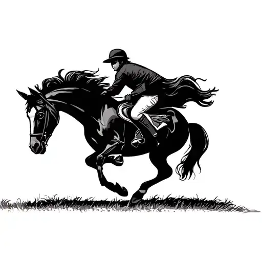 Absolutely Ask Sequented Cards And In The Last Letter The Drawing Of A Horse On Horseback Jumping