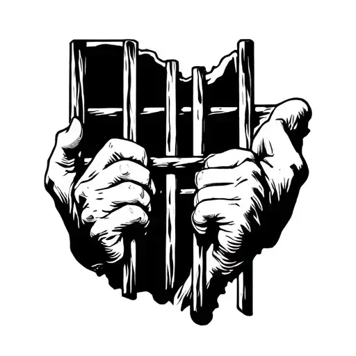 Shape Of Ohio Prison With Hands Holding Bars