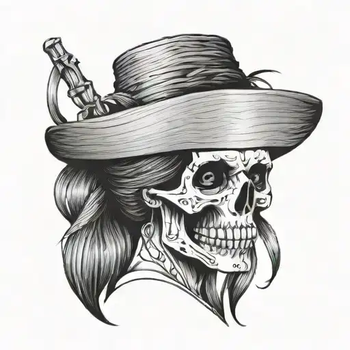 Skull Vietnamese Lady With Bamboo Hat