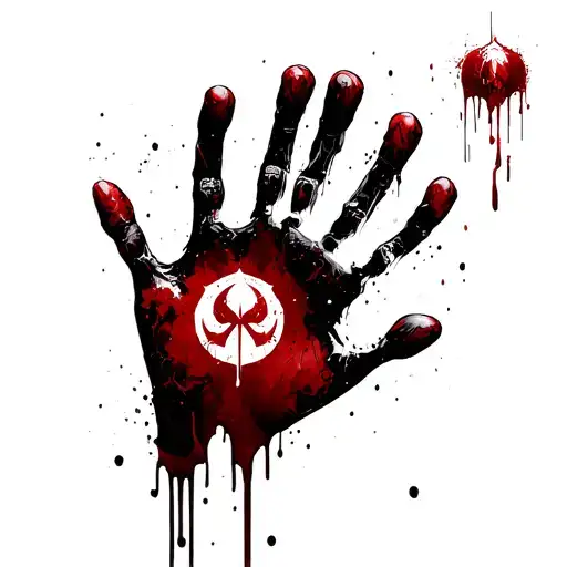 Bloody Handprint With The Umbrella Logo From Resident Evil