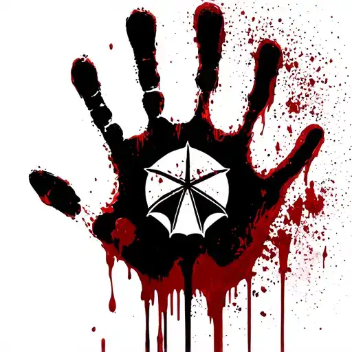 Bloody Handprint With The Umbrella Logo From Resident Evil