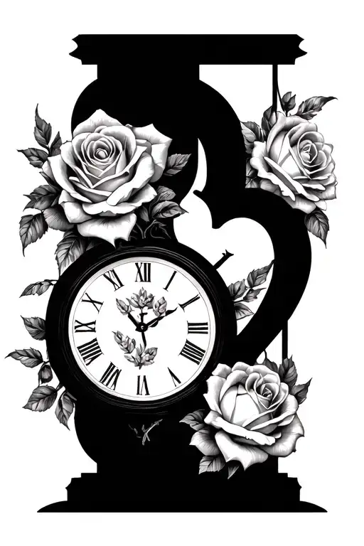 Multiple Heart Shape Clock With Roses Intertwined