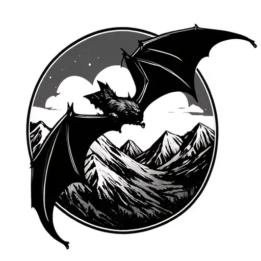 Bat On The Background Of The Mountains