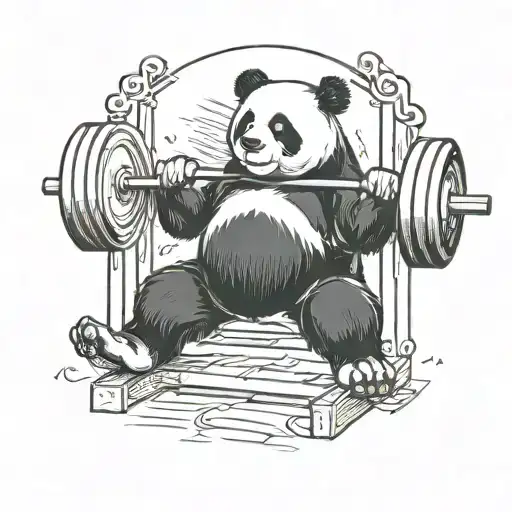 A Panda Lifting Weights At The Gym