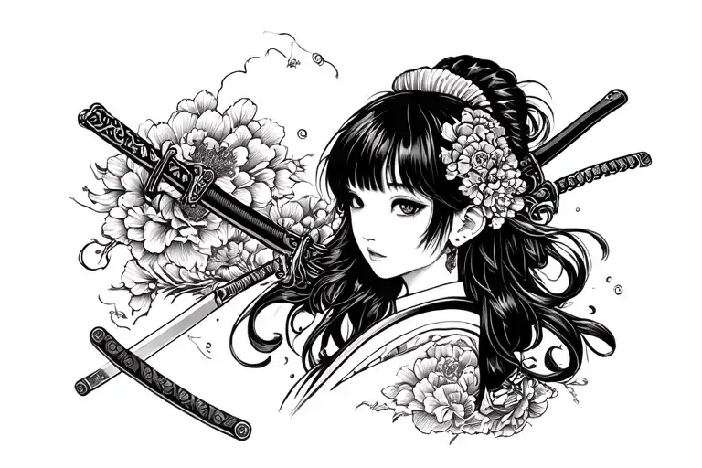 Japan Girl With Katana In Her Head