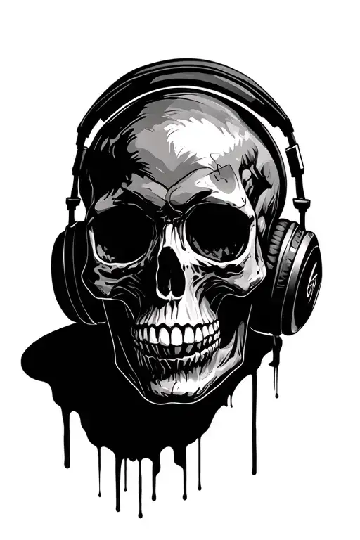 Skull Wearing Headphones